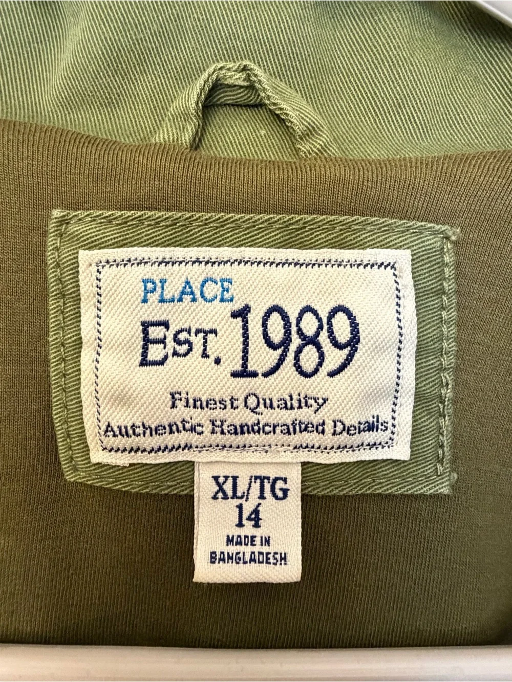 The Children’s Place Olive Green Military-Style Jacket boys 14 extra large XL